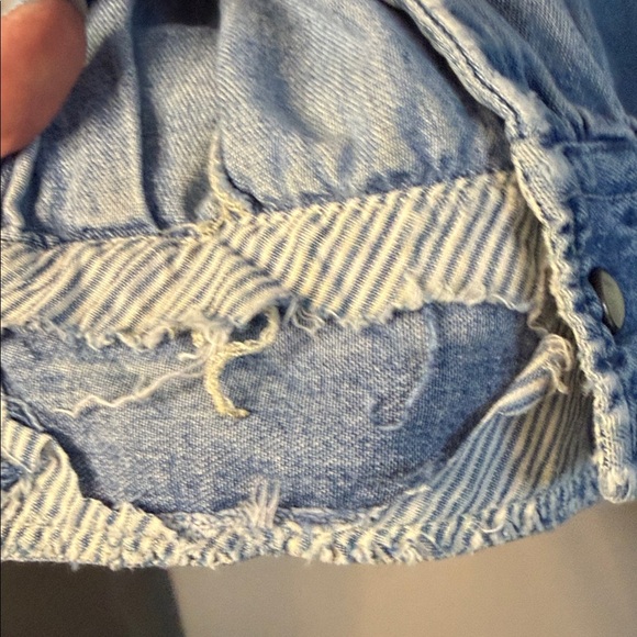 Avirex Beige 100% Cotton Denim Shirt , Some Wear on Inside Sleeves, - Picture 5 of 7